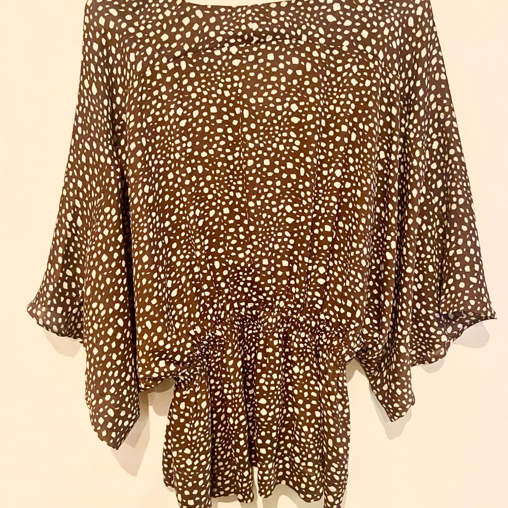 Mittoshop peplum top brown and cream size XL